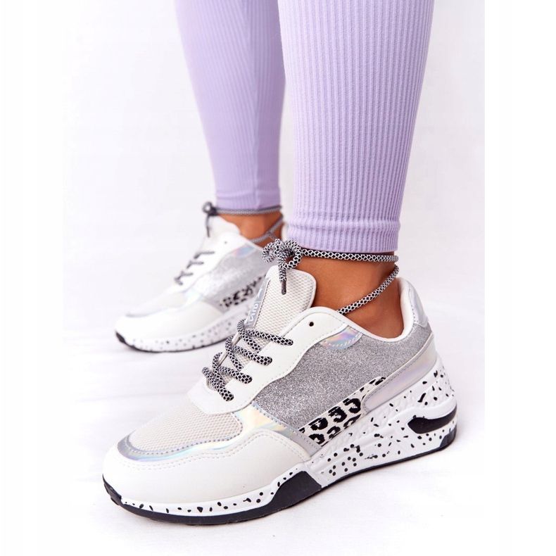 NEWS Damskie Sneakersy Na Koturnie Białe Z Brokatem Avery 21SP26-3974 czarne srebrny 1