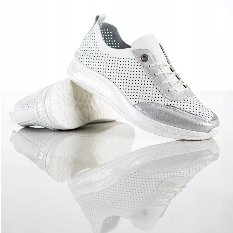 Goodin Biało-srebrne Sneakersy Ze Skóry białe 1