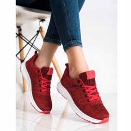 SHELOVET Lekkie Ażurowe Sneakersy czerwone 3