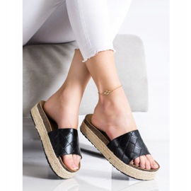 SHELOVET Klapki Na Platformie czarne 1