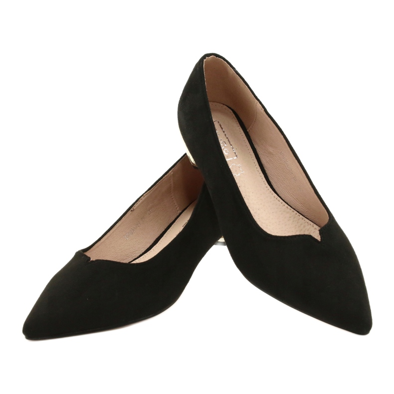 Czółenka Ze Złotym Obcasem FILIPPO DP2091/21 BK czarne 5