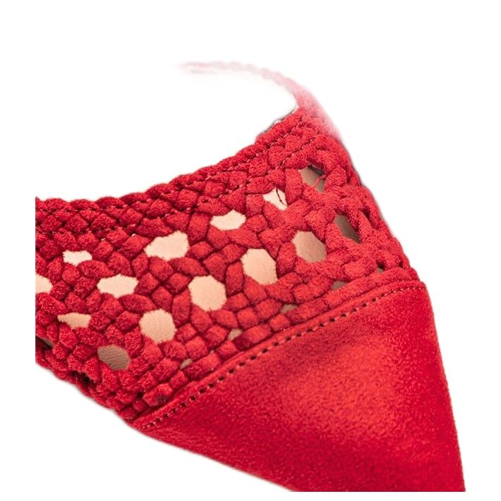 Czerwone czółenka ażurowe na słupku Hana 1