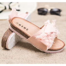 SHELOVET Tekstylne Klapki różowe 1