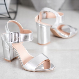 Small Swan Sandały Na Słupku Z Eko Skóry szare 1