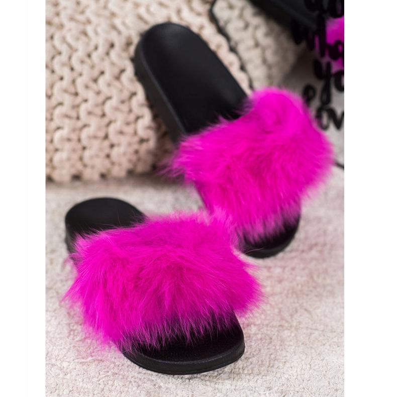 Seastar Klapki Z Futerkiem różowe 1