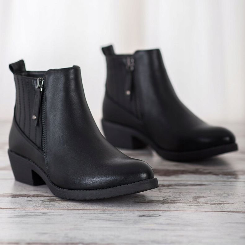 Bella Paris Ocieplane Botki Z Suwakiem czarne 2