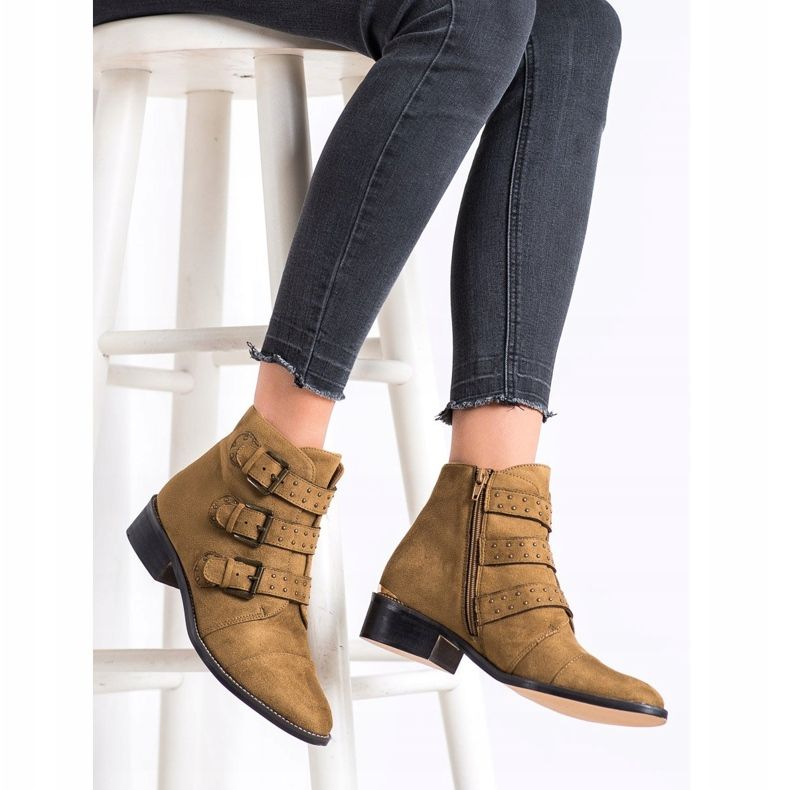 Corina Brązowe Botki Ze Sprzączkami 2