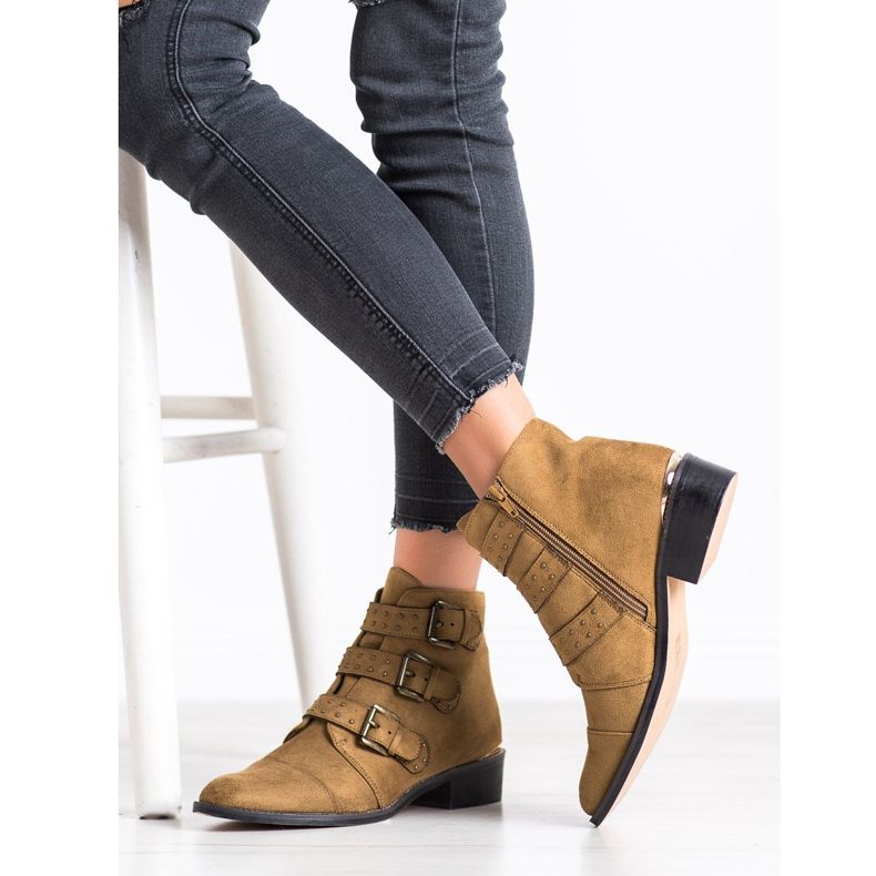 Corina Brązowe Botki Ze Sprzączkami 1