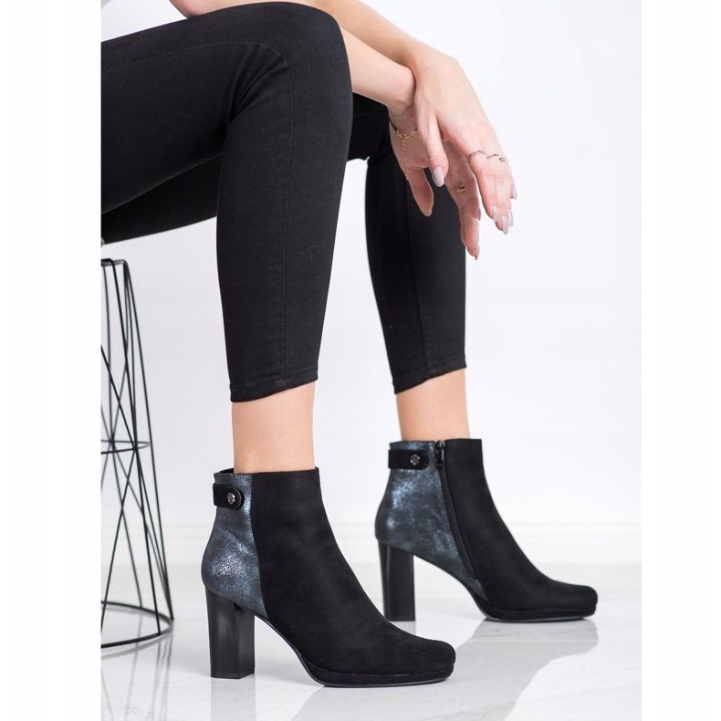 M.Daszyński Botki Na Słupku czarne 2