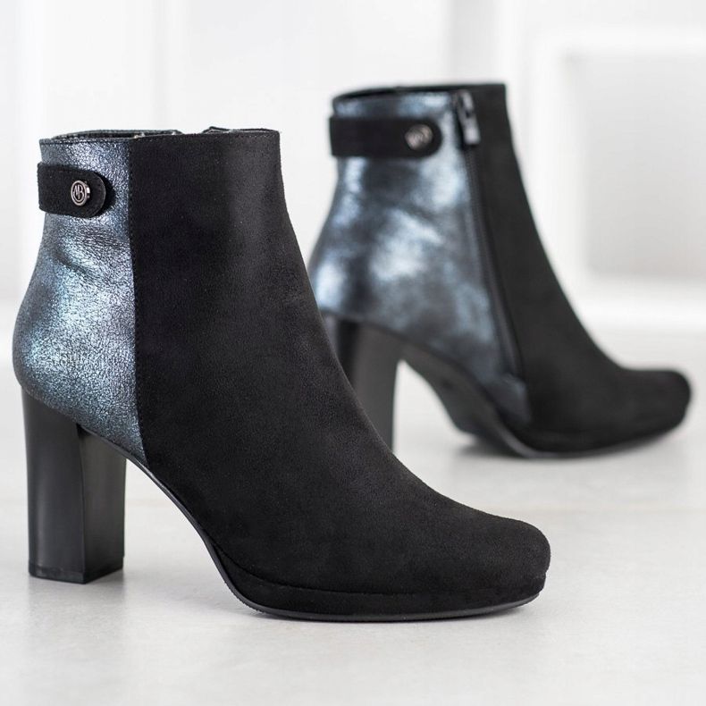 M.Daszyński Botki Na Słupku czarne 1