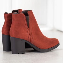 M.Daszyński Casualowe Botki Na Słupku brązowe pomarańczowe 1