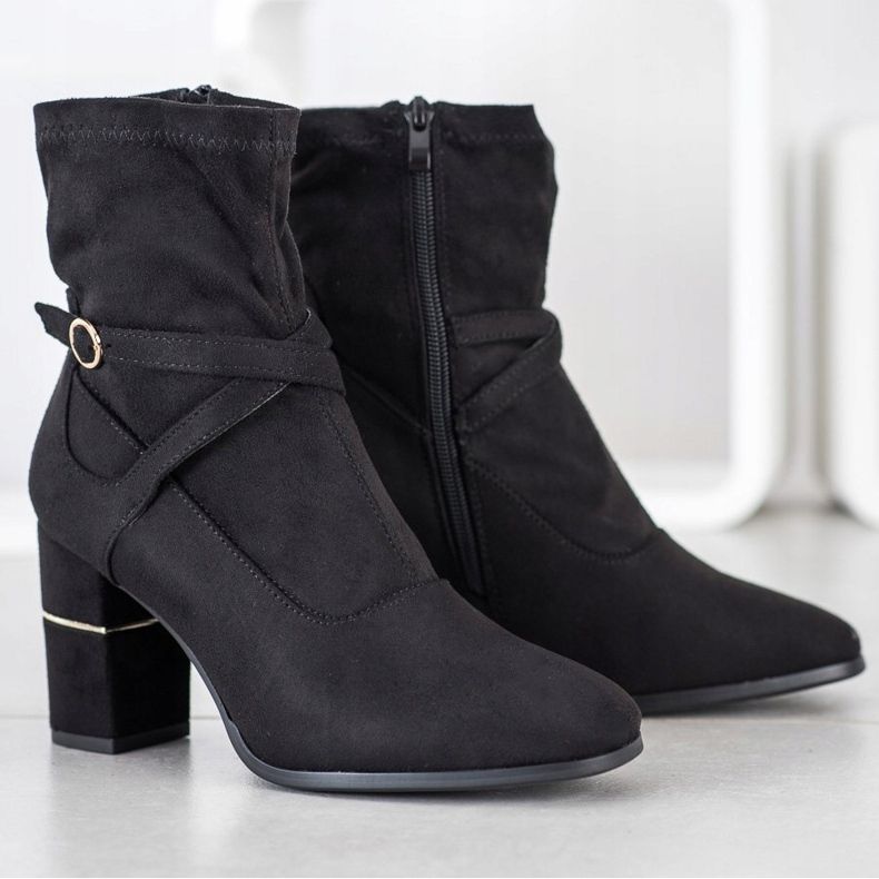 Goodin Botki Ze Złotą Wstawką czarne 1