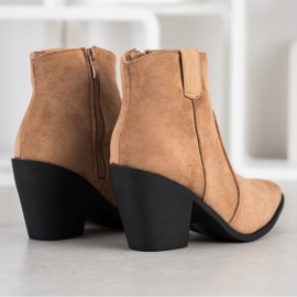 Small Swan Modne Botki W Szpic beżowy 1