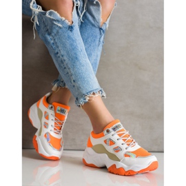 SHELOVET Sznurowane Sneakersy Fashion białe pomarańczowe wielokolorowe 1
