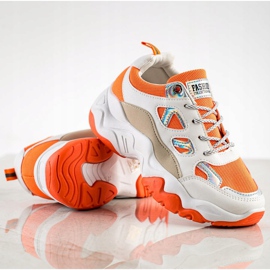 SHELOVET Sznurowane Sneakersy Fashion białe pomarańczowe wielokolorowe 3