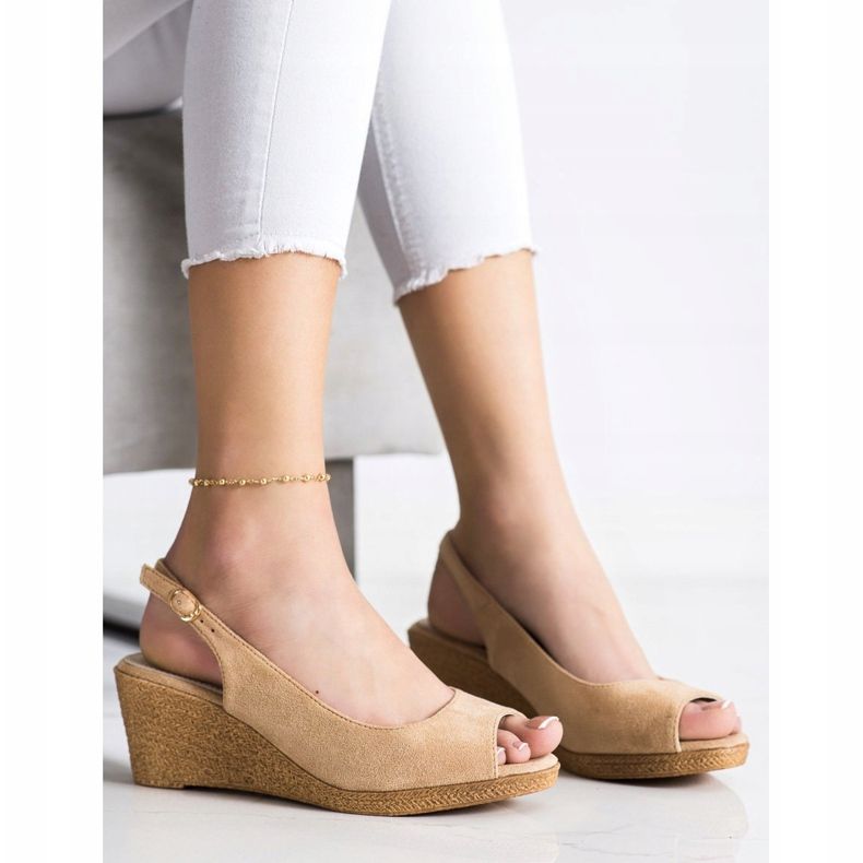 Goodin Casualowe Sandałki Na Koturnie brązowe 1