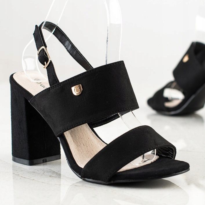 Goodin Sandałki Na Szerokim Słupku czarne 1