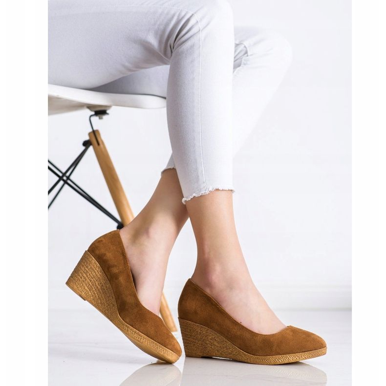 Goodin Lekkie Czółenka Na Koturnie brązowe 2