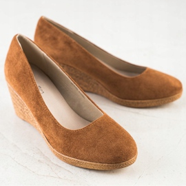 Goodin Lekkie Czółenka Na Koturnie brązowe 1