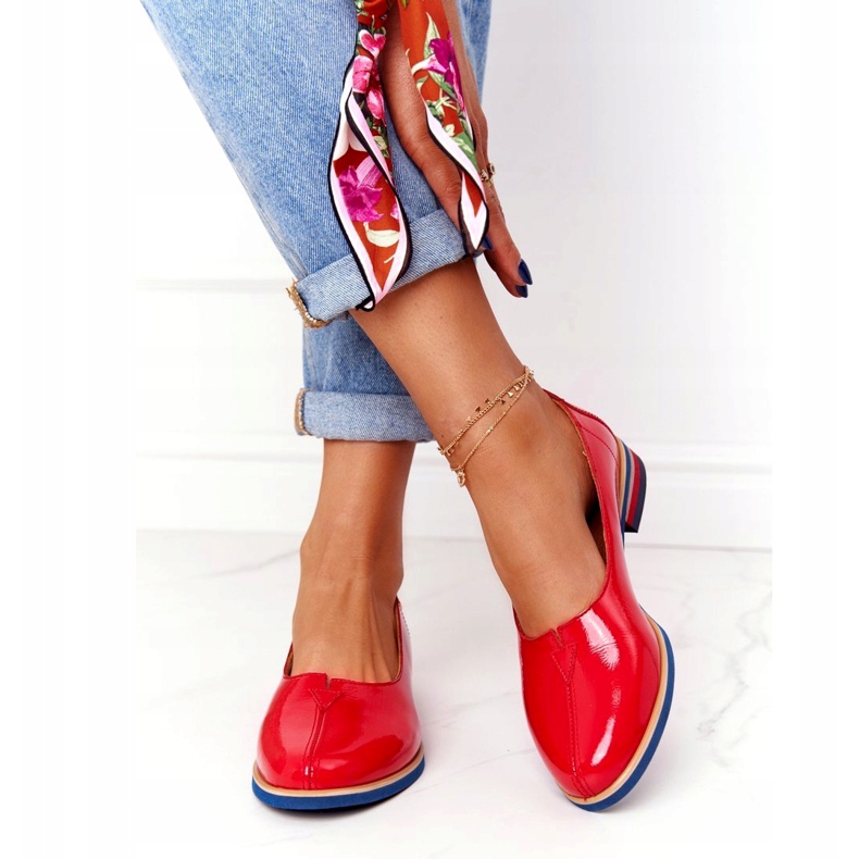 Skórzane Lakierowane Półbuty Maciejka 05035-08 Czerwone 3