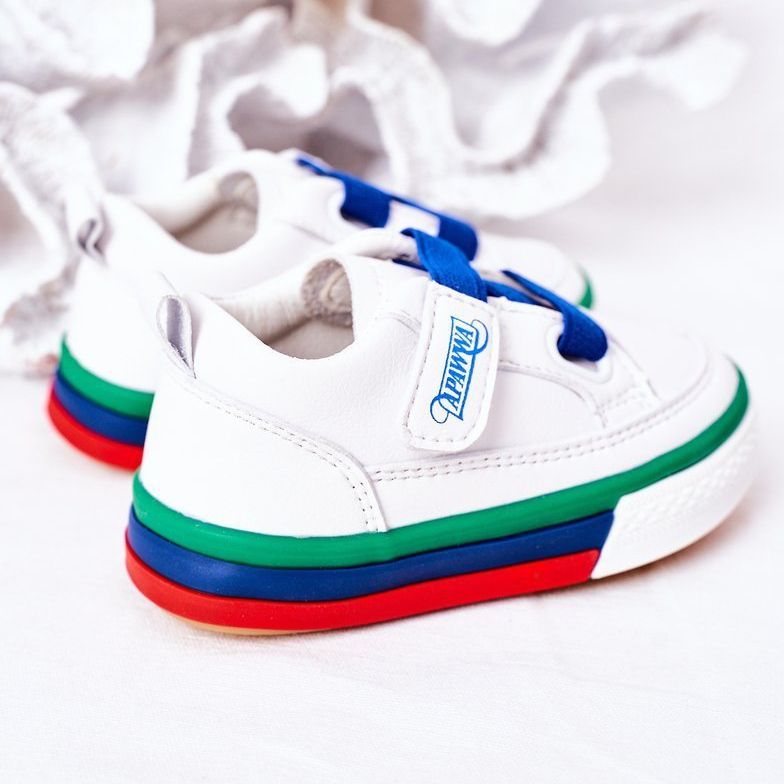 Apawwa Dziecięce Trampki Ze Ściągaczem Biało Granatowe Baxter białe niebieskie 1