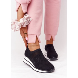 Ażurowe Sneakersy Slip-On Na Koturnie Czarne Sophia białe 1