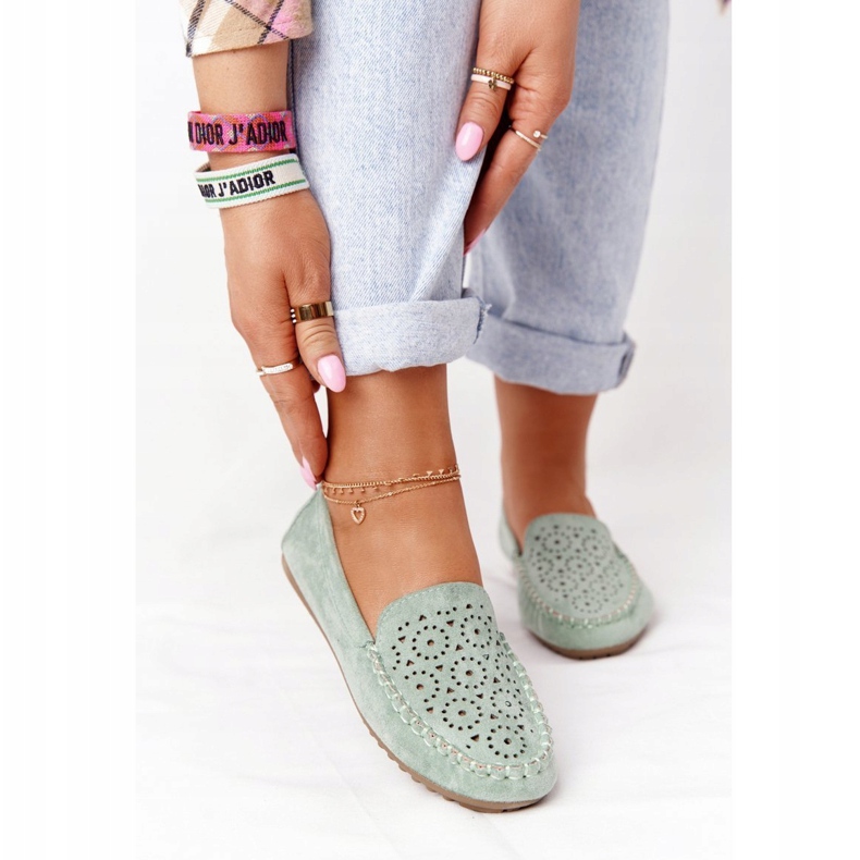 Damskie Zamszowe Mokasyny Zielone Molly 1