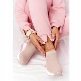 Ażurowe Sneakersy Slip-On Na Koturnie Beżowe Harmony beżowy białe 1