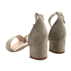 Sergio Leone Sandały na niskim słupku eko zamszowe SK839 srebrne srebrny 5