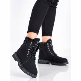 SHELOVET Czarne Trapery Z Cyrkoniami 2