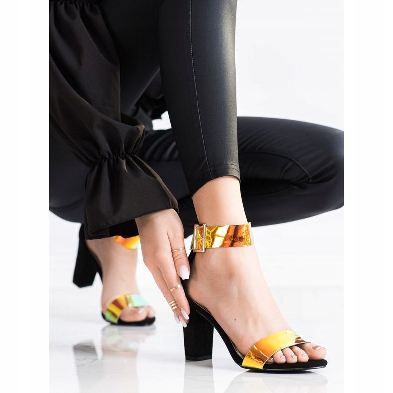 Goodin Sandały Na Słupku Z Efektem Holo czarne 2