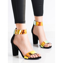 Goodin Sandały Na Słupku Z Efektem Holo czarne 1