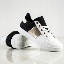 SHELOVET Modne Sznurowane Sneakersy białe czarne wielokolorowe 1