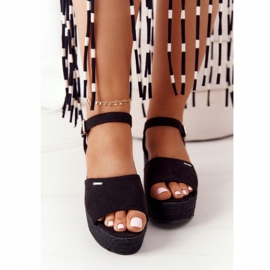 Sandały Na Koturnie Z Plecionką Big Star FF274750 Czarne 1