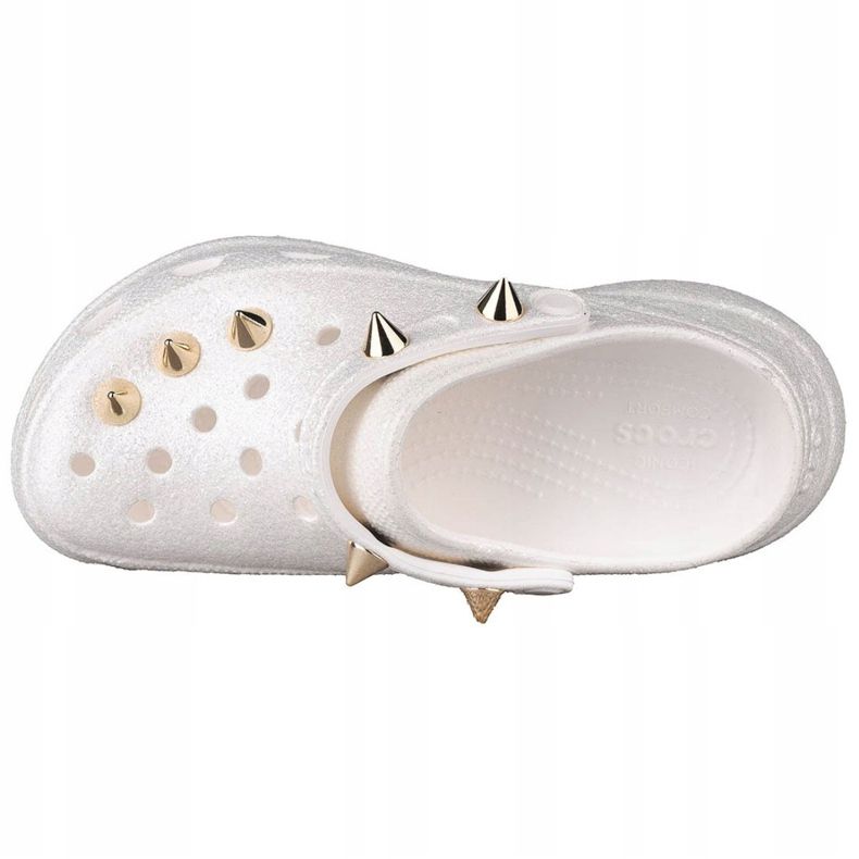 Klapki Crocs Classic Bae Glitter Stud Clog W 206783-100 białe złoty 2