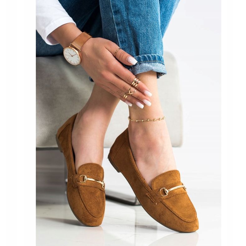 Anesia Paris Eleganckie Zamszowe Mokasyny brązowe 2