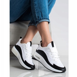 SHELOVET Sportowe Sneakersy Na Platformie białe czarne 2