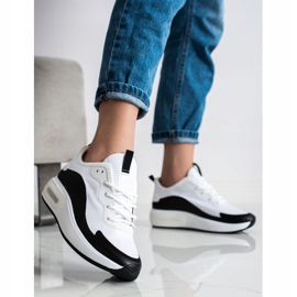 SHELOVET Sportowe Sneakersy Na Platformie białe czarne 1