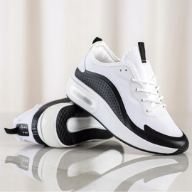 SHELOVET Sportowe Sneakersy Na Platformie białe czarne 3