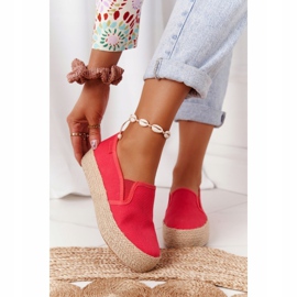 Espadryle Na Plecionej Platformie Big Star FF274149 Czerwone 2