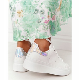 Sportowe Buty Sneakersy Na Platformie Biało-Srebrne Shine Bright białe srebrny 2