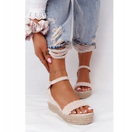PS1 Sandały Na Koturnie Z Plecionką Beżowe Baleary beżowy 1