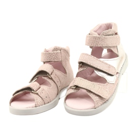 Sandałki wysokie profilaktyczne Mazurek 291 pink-silver różowe srebrny 1