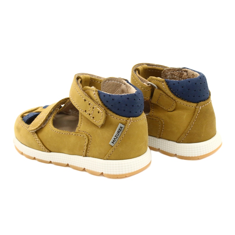 Sandałki chłopięce skórzane na rzepy Mazurek 1187 c.żółty żółte 3