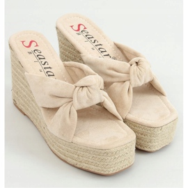 Klapki na koturnie espadryle beżowe XY14P Beige beżowy 1