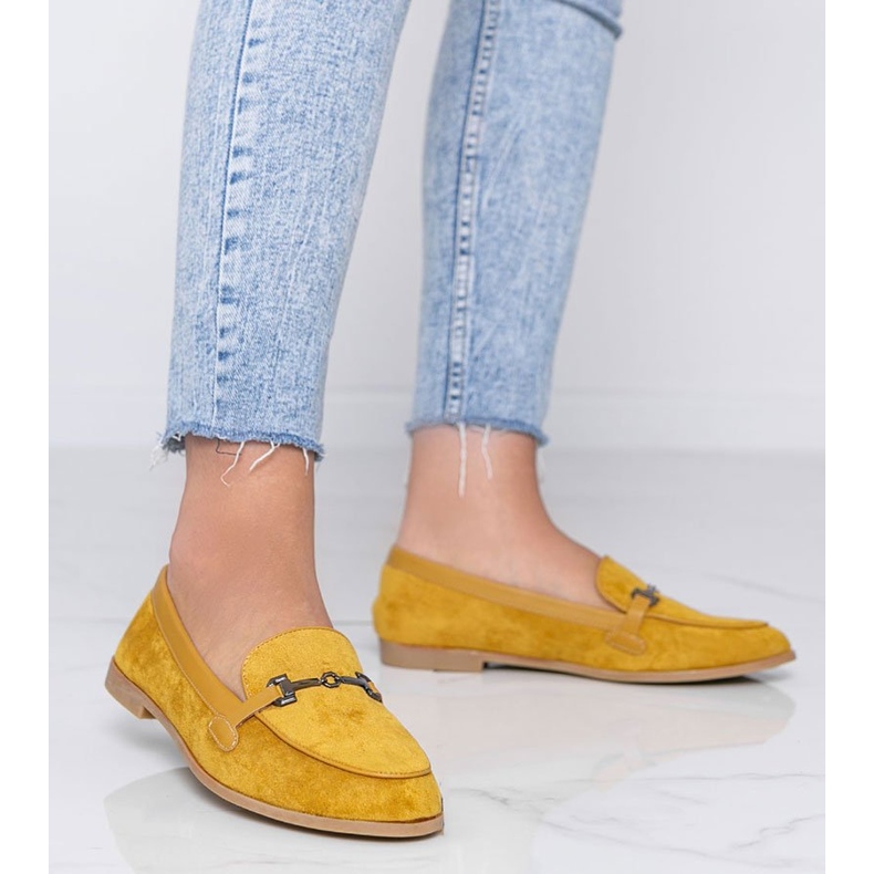 Musztardowe mokasyny z eko-zamszu Juliette żółte 1