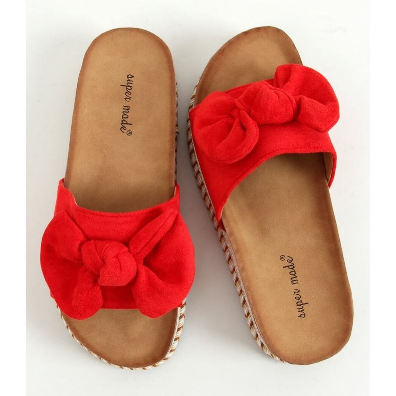 Klapki na zdobionej podeszwie czerwone 7705 Red 1