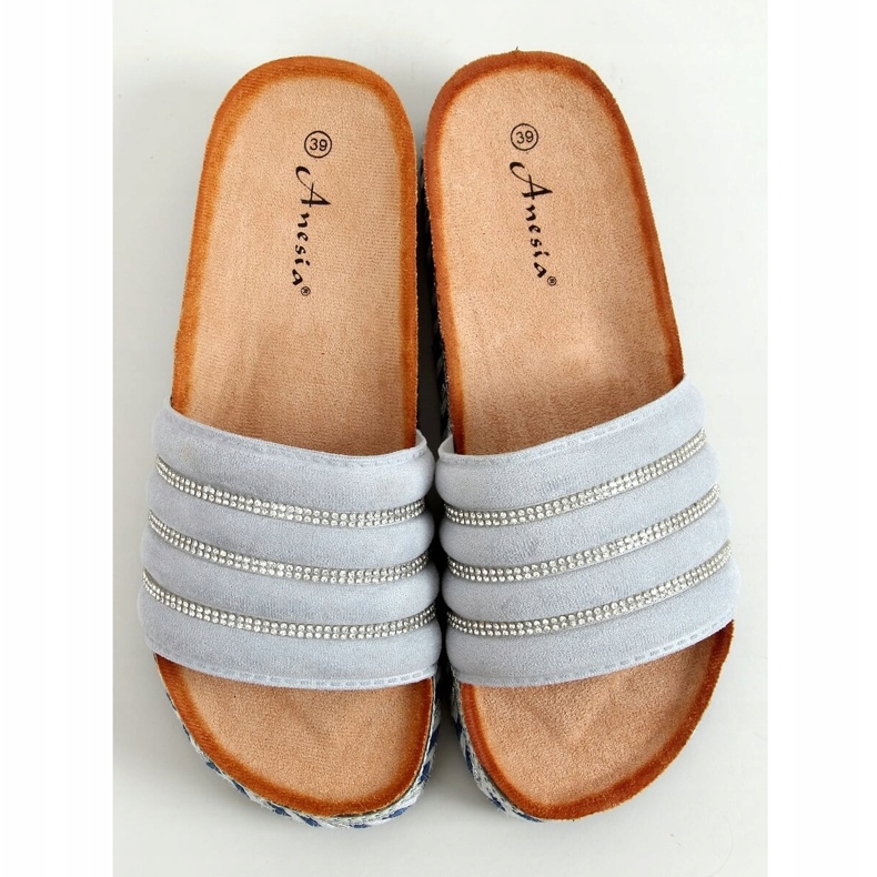 Klapki na zdobionej podeszwie niebieskie N-96 Blue 1