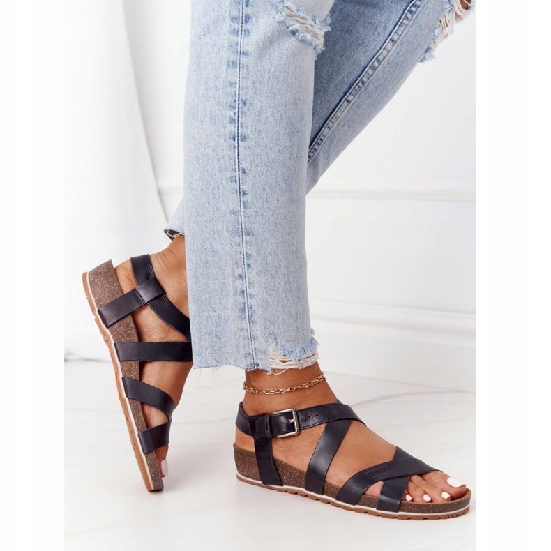 Sandały Na Korkowej Podeszwie Big Star DD274A009 Czarne 2