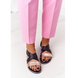 Sandały Ze Ściągaczem Złoto-Czarne 2